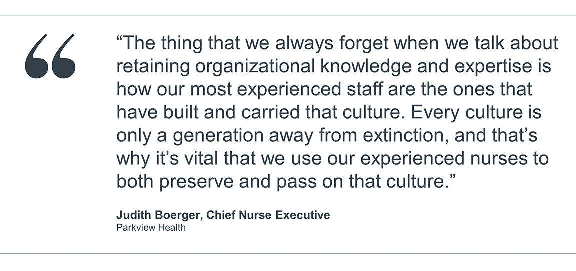 Judith Boerger, Chief Nurse Executive, Parkview Health quote
