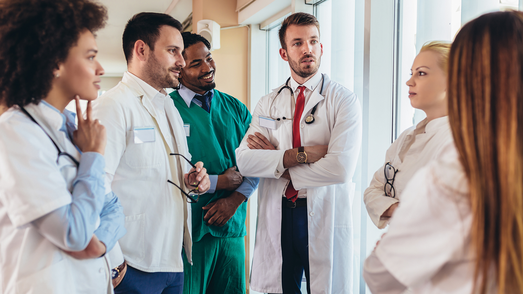group of doctors talking